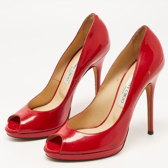 Jimmy Choo Red Patent Leather Quiet Platform Pumps Size 40 - Picture 2 of 4